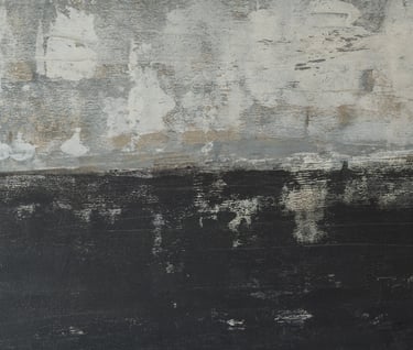 Minimalist abstract canvas wall art featuring textured gray and black paint strokes.