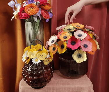 bouquets de fleurs colorées en papier fabrication artisanale