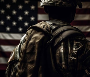 Militar e bandeira americana