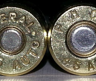 two federal brand .45 ammo casings
