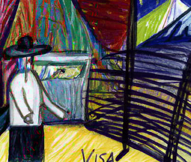 a drawing of a woman in a hat and a hat