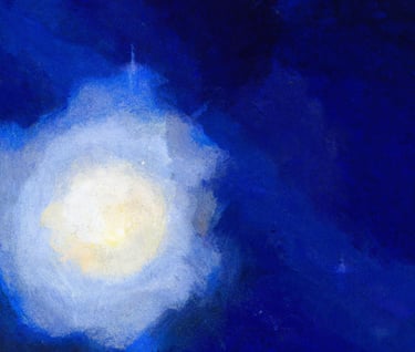 a painting of a star with a blue sky