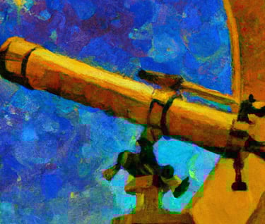 a woman with a telescope lens and a telescope