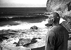 The creature looks out to sea