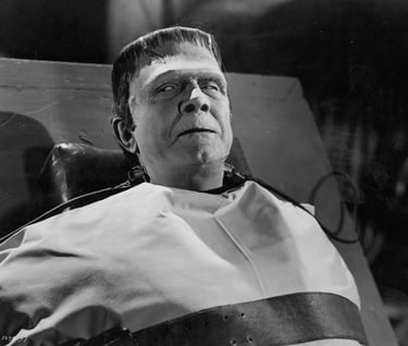 The monster (Lugosi) sees. 