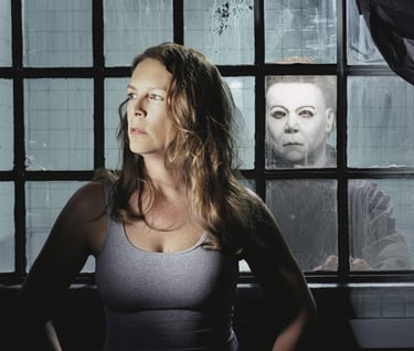 Laurie Strode (Jaime Lee Curtis) with Michael Myers