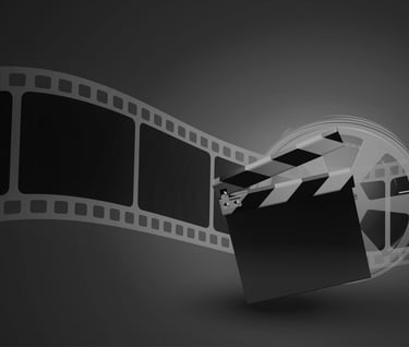 Film reel and clapperboard b&w