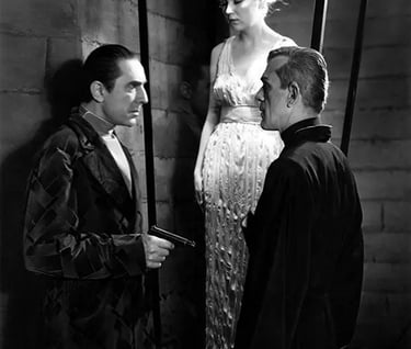Lugosi & Karloff with a victim