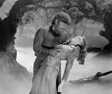 Lon Chaney as The Wolfman with Evelyn Ankers