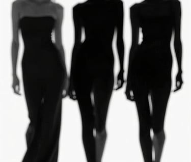 Conceptual shot of a fashion silhouette in a high-contrast black and white setting, emphasizing the timeless and exclusive nature of the designer's work, palette #0F0F0F and #F8F8F8.