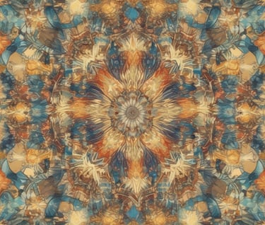 Pintura abstrata e colorida de uma flor em estilo → Caleidoscópio Anual .com.br.