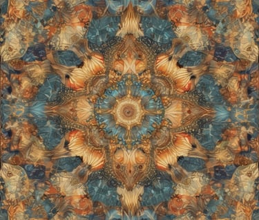 Pintura abstrata e colorida de uma flor em estilo → Caleidoscópio Anual .com.br.