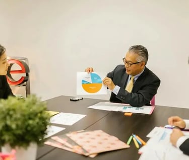 Business team discussing market entry strategy and growth planning in a corporate meeting