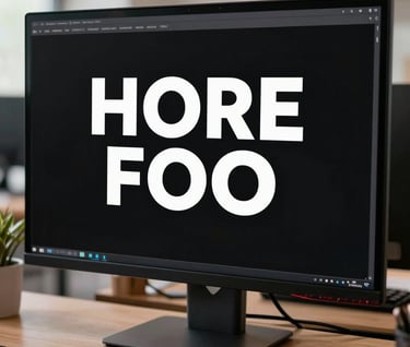 High-quality photography of a desktop monitor displaying clean, bold typography and a solid black interface, set in a professional North American / US office environment.