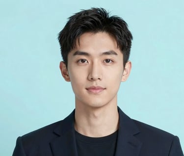 High-resolution AI portrait with a clean, modern background, utilizing the cool tones of #E0FBFC and #98C1D9, professional studio quality lighting.