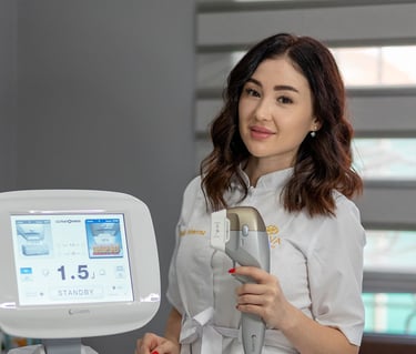 a woman in a white shirt is holding a hair dryer