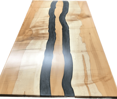 Maple and epoxy resin desk made by Austen at Eternally Furnished.. 