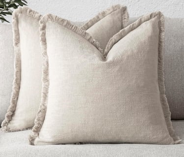 Linen Fringe Throw Pillow Covers