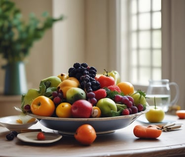 a variety of fruits and vegetables on a table