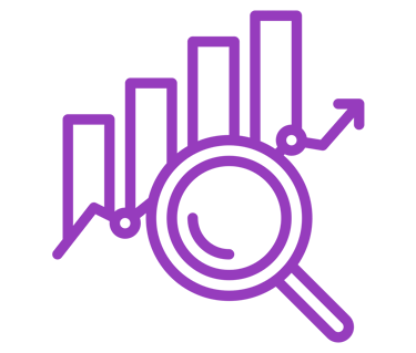 Un graphique  croissant avec une  loupe