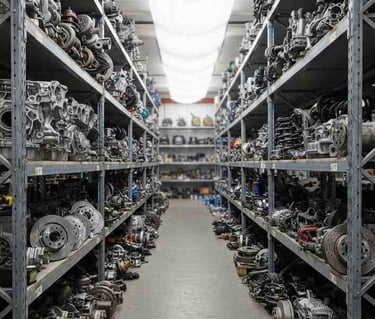 Bulk lot of engine parts stacked together for export quality inspection.