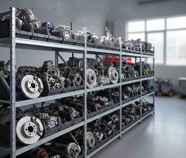 Bulk transmission parts prepared for global export supply.