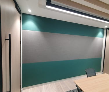 Akustinės audinio įtempimo sistemos DECOSONA su spaudiniu ir be spaudinio