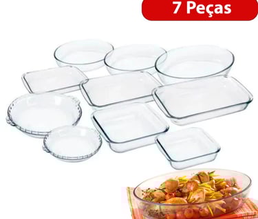 kit de travessas de vidro de diferentes formatos