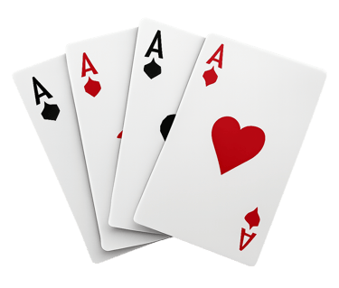 A hand of four playing cards.