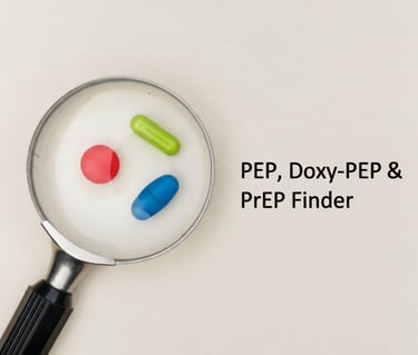 magnigying glass with 1 green pill, 1 blue pill, 1 green pill.
