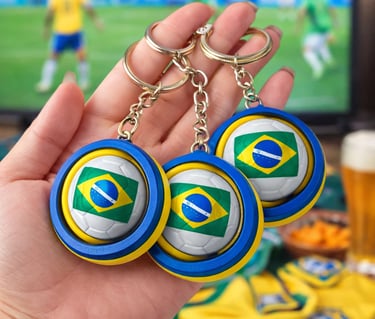 Kit 3 Chaveiros Giratório Brasil Copa do Mundo 2026 Anti Estresse