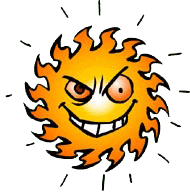 Sun design with angry face