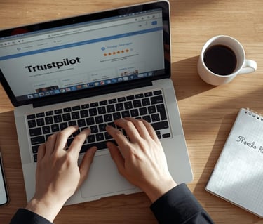Setting up online review platforms on laptop and phone