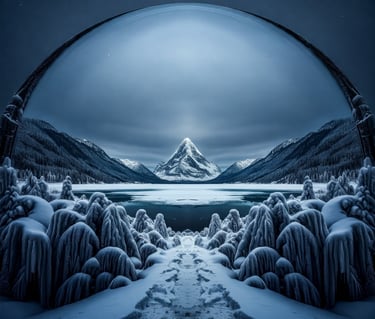 a view of a mountain range with snow covered mountains in the background