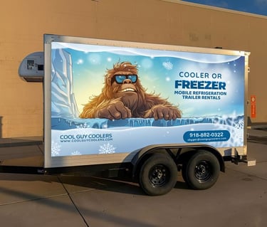 Picture of the Cool Guy Coolers mobile refrigerated trailer.
