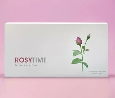 Rosytime rose-based botanical drink, cherished for its nourishing and beauty-enhancing properties