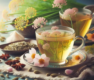 fennel herbal tea with flowers