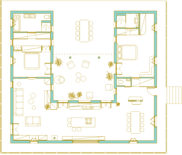 Une vue en plan d'un aménagement intérieur, effectué par Versus, architecte d'intérieur