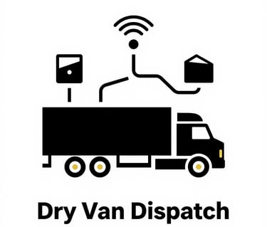 A truck driver checking a digital tablet while parked at a busy freight terminal.
