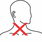 Diagram showing how not to site Painmaster patches in the front of the neck.