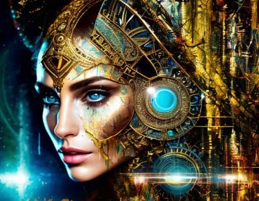 Energy Healing futuristic divine feminine with intuitive technology and multidimensional light codes