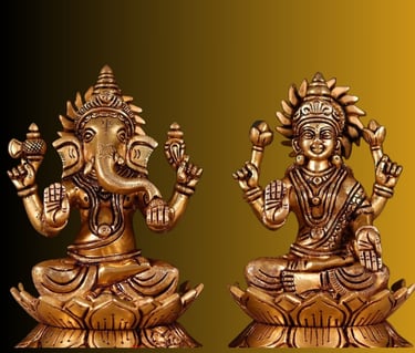 Idols of Lord Lakshmi, Ganesh ji.