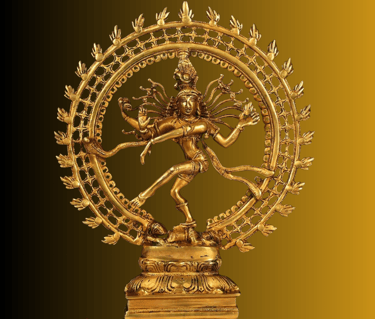 a statue of a natraj in a golden frame