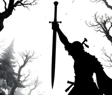 Warrior raising their blade