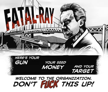 Fatal-Ray noir banner, Golden Gate Bridge, San Francisco