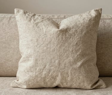 A moody walnut-toned living room bathed in warm amber light, showcasing a serene and inviting atmosphere.