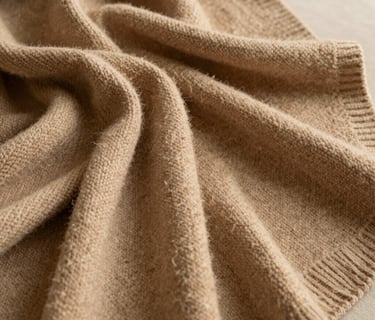 A moody walnut-toned living room bathed in warm amber light, showcasing a serene and inviting atmosphere.