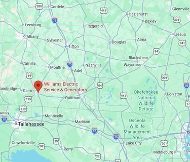 South Georgia and North Florida, Location Map for Williams Electric Service & Generators