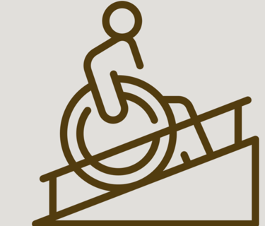 Picture of a wheelchair user on an accessible ramp