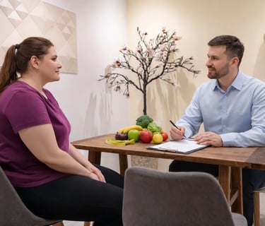 a man and woman sitting at a table
